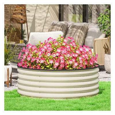 Outsunny Galvanised Planter with Gloves, x x 43cm, Cream White