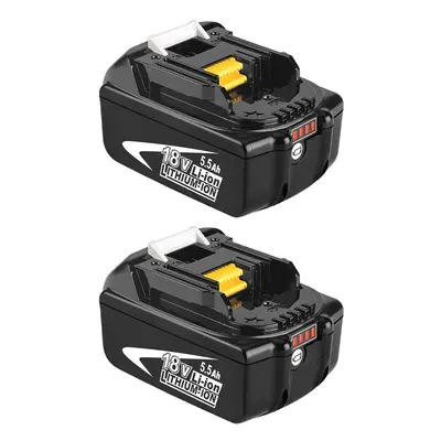 2X For Makita 18V Battery 5.5Ah BL1830 BL1850 BL1860 for LXT Cordless Tools with LED