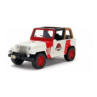 Jada 1:32 HWR Jurassic Park Jeep Wrangler Collectible Miniature Car, Red, One Size