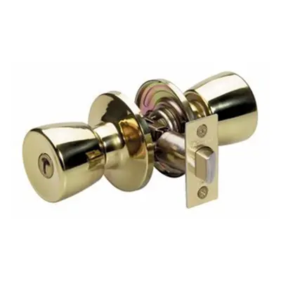 Master Lock TUO0303 Tulip Door Knob with Lock Polished Brass