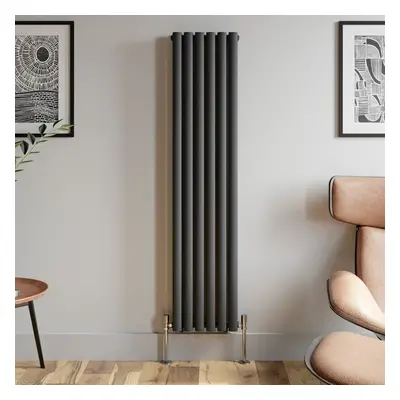 Anthracite Designer Radiator Vertical Oval Column Double Panel Rad 1600x360mm