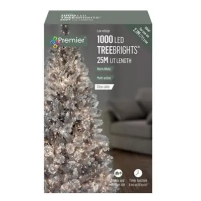 1000 LEDs TreeBrights Christmas Lights Timer with Clear Cable W W