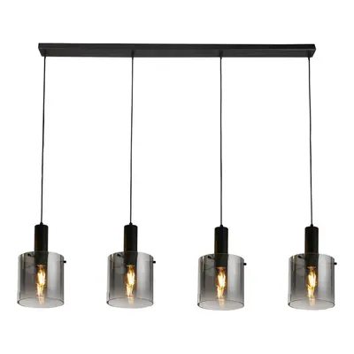 Searchlight Sweden Light Bar Pendant Black, Smoked Ombre Glass