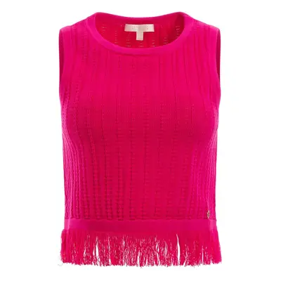 GUESS Women's Sleeveless Milana Shell Stitch Top Full Bloom Pink