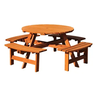 Outsunny Seater Wooden Garden Bench | Round Picnic Table