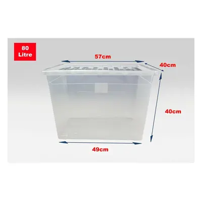 (Set of 5, Litre) Clear Plastic Storage Boxes With Black Lids Home