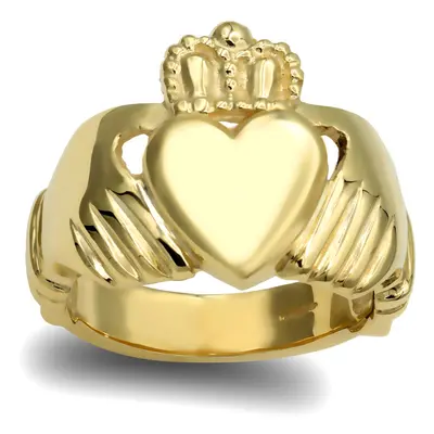 (T) Jewelco London Men's Solid 9ct Yellow Gold Claddagh (Chladaigh) Ring