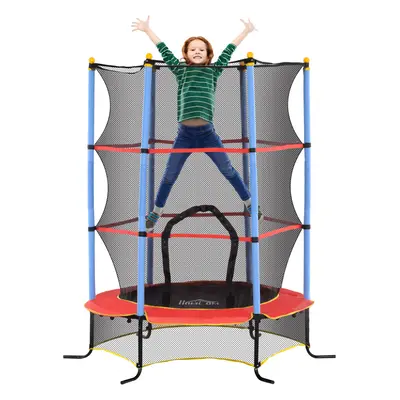 HOMCOM Trampoline for Kids w/Enclosure Net Built-in Zipper Year