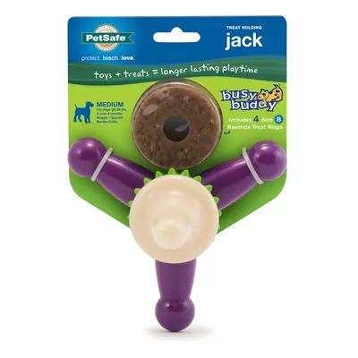 PetSafe Busy Buddy Jack - Treat Holding Dog Chew Toys - Helps Clean Teeth - Vanilla Scented Rubb