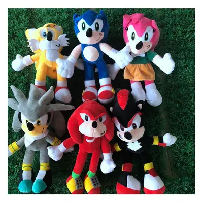 (6PCS/SET) 11'' Sonic Plush Soft Stuffed Doll Kids Toy XMAS