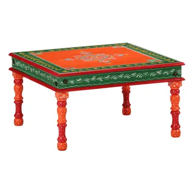 (orange) vidaXL Coffee Table Hand Painted Plant Stand Accent Table Solid Mango Wood