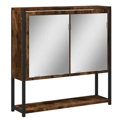 vidaXL Bathroom Mirror Cabinet Wall Mounted Cabinet Smoked Oak Engineered Wood