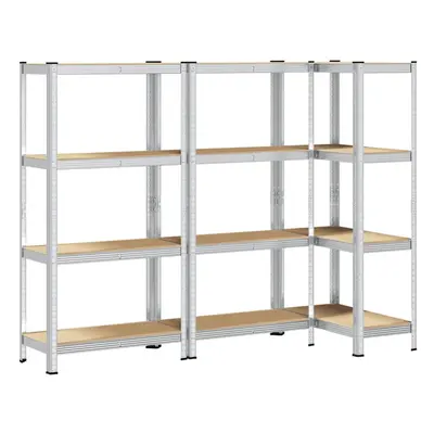 vidaXL 4-Layer Storage Shelves pcs Silver Steel&Engineered Wood