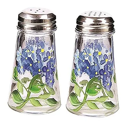 Grant Howard Hand Painted Tapered Salt and Pepper Shaker Set, Blue Hydrangeas, Blue