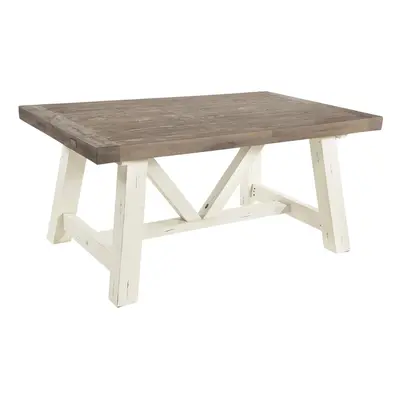 FWStyle Dining Table 160cm Reclaimed Pine Rustic Finish & Cream Legs