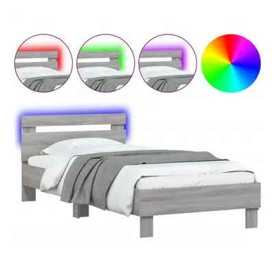 (grey sonoma, x cm) vidaXL Bed Frame with Headboard and LED Bed Base Bedstead Matress Foundation