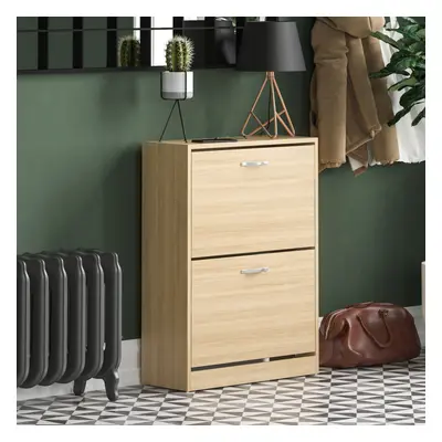 (Pine) Drawer Shoe Cabinet Pull Out Hallway Storage