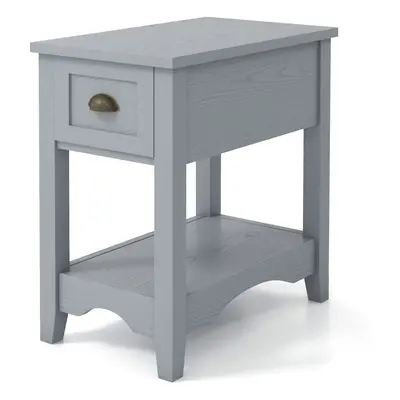 Side End Table Retro Side Table Rectangular Nightstand-Grey