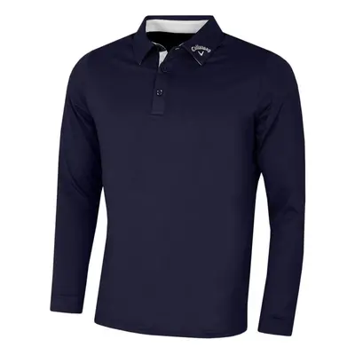 (L, Peacoat) Callaway Golf Mens Long Sleeve Swingtech Performance Polo Shirt