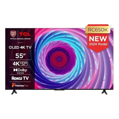 TCL 55RC650K 55-inch QLED Pro Television, 4K Ultra HD, Roku TV (Smart TV with Dolby Vision & Aud