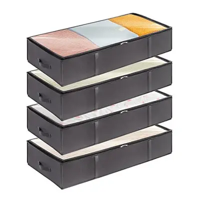 4 Pack 90L Under Bed Storage, Underbed Storage Boxes with lid Clothes Storage Bag Wardrobe Stora