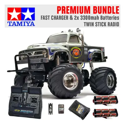 TAMIYA RC Midnight Pumpkin Monster Truck 1:12 Premium Stick Radio Bundle