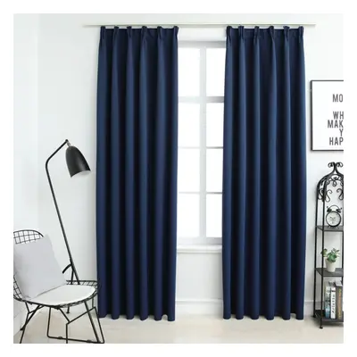 vidaXL 2x Blackout Curtains with Hooks Blue 140x225cm Drapery Blind Drape