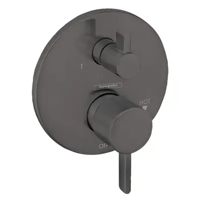 hansgrohe Ecostat Modern 2-Handle Pressure Balance Shower Valve Trim with Diverter in Brushed Bl