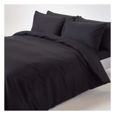 Homescapes Double Black Egyptian Cotton Duvet Cover Set TC