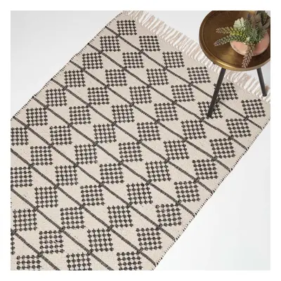 (120 x cm) Adana Handwoven Monochrome Cotton Textured Rug, x cm