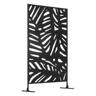 Outsunny Metal Outdoor Privacy Screen with Stand for Garden Black