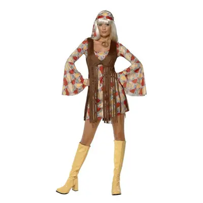 Smiffy's Adult Women's 1960's Groovy Baby Costume, Dress And Fringe Waistcoat