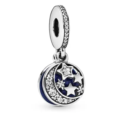 PANDORA Jewelry Moon and Night Sky Cubic Zirconia Dangle Charm in Sterling Silver No Box