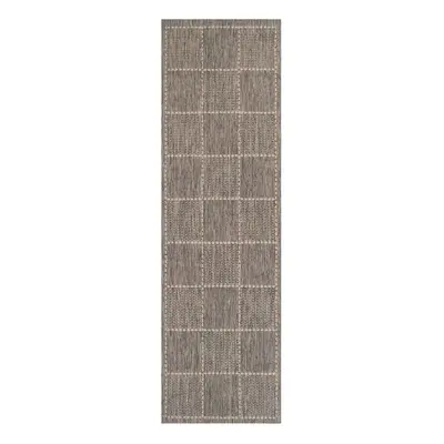 (Check - Grey, x cm : Runner) Non Slip Outdoor/Indoor Flatweave Rugs Patio garden Small Extra La