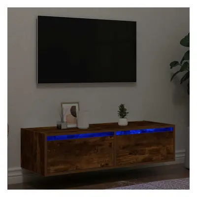 vidaXL TV Cabinet with LED Lights Smoked Oak 100X35.5x25 cm TV stand