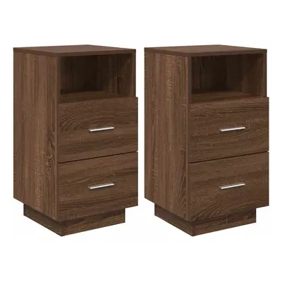 (Brown oak, pcs) vidaXL Bedside Cabinets pcs with Drawers White 36x36x68 cm bedside table