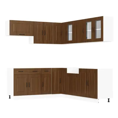 (brown oak) vidaXL Piece Kitchen Cabinet Set Kalmar Concrete Grey Engineered Wood