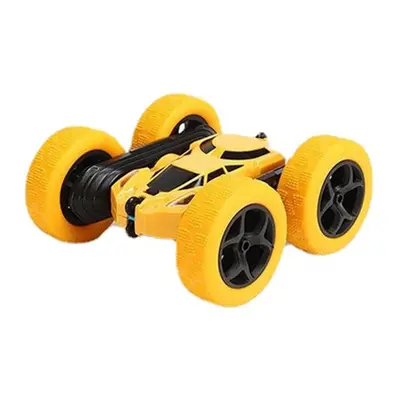 (Yellow) 2.4g Charging Remote Control Rollover Climbing Double-sided Plastic Rotate Stunt Car Re