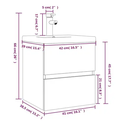 (brown oak, x 38.5 x cm) vidaXL Sink Cabinet Home Bathroom Sink Unit Storage Cabinet Engineered 