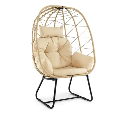 PE Wicker Egg Chair Indoor Outdoor Lounge Chair Patio Basket Chair