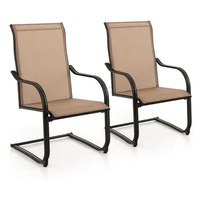 2PCS Outdoor Dining Chairs Patio C-Spring Motion Outside High Back Chair