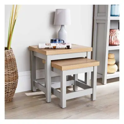 Grey Oak Top Coffee Nest of Tables Occasional Side End Tables Stackable