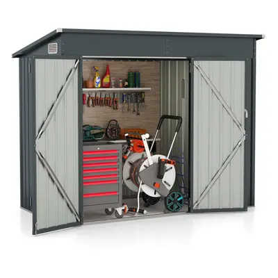 235 x x 185cm Outdoor Storage Shed Garden Tool House w/2 Doors-Grey