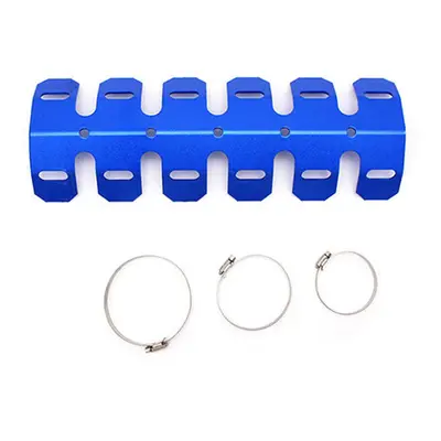 (Blue) Universal Motorcycle 2-stroke Engine Exhaust Muffler Pipe Heat Shield Cover Guard