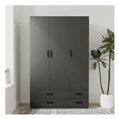 (Black ) Door Drawer Wardrobe Storage Shelf Hanging Bedroom Modern Furniture