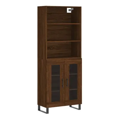 (brown oak, glass doors) vidaXL Highboard Sideboard Storage Cabinet High Gloss White Engineered 