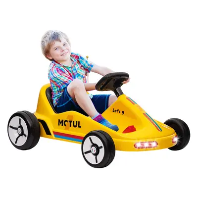 AIYAPLAY 6V Electric Go Kart w/ Music, Light, Horn, for Years, Yellow