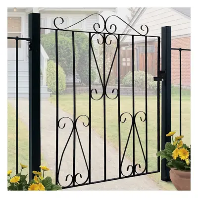 (Type 2) 3ft Metal Garden Gate Wrought Iron Pedestrian Gate with Fittings Bolt Heavy Duty