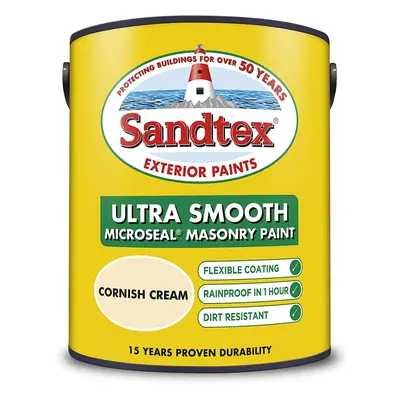 Sandtex 5L Smooth Masonry Paint Cornish Cream