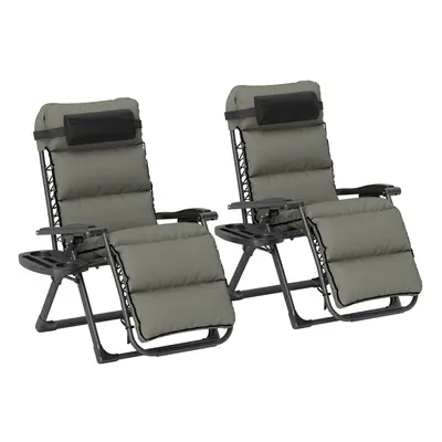 Outsunny Pieces Zero Gravity Chairs, Reclining Folding Sun Lounger, Grey